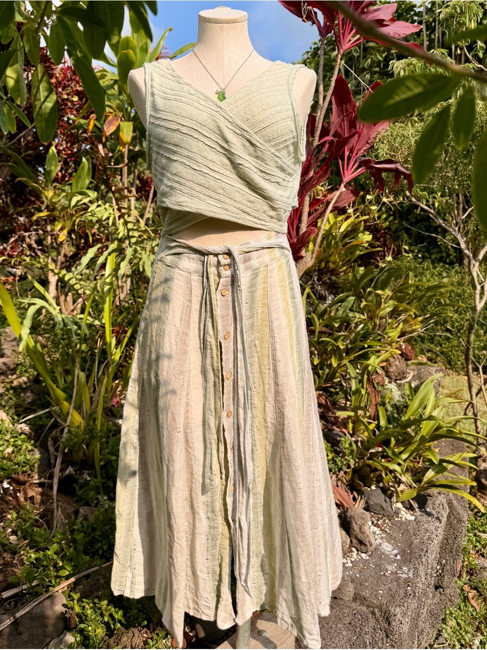 Tregene by Anthropologie Linen Button Front Midi Skirt XS pics 1-7 most accurate